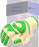 G & F Best of Heat Resistant Oven Gloves withstand extreme heat, flexibale 5 finger oven mitt for Grill, cooking and fireplace. (Pair large fits most hands)