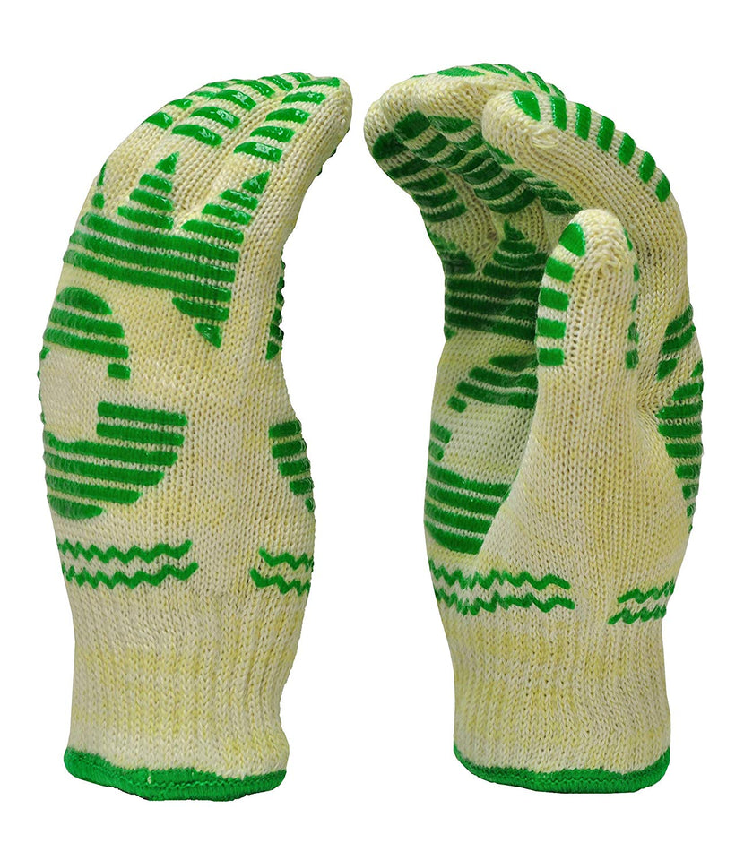 G & F Best of Heat Resistant Oven Gloves withstand extreme heat, flexibale 5 finger oven mitt for Grill, cooking and fireplace. (Pair large fits most hands)