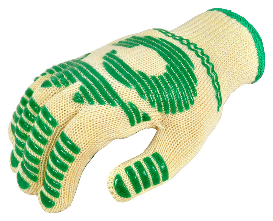 G & F Best of Heat Resistant Oven Gloves withstand extreme heat, flexibale 5 finger oven mitt for Grill, cooking and fireplace. (Pair large fits most hands)